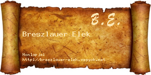Breszlauer Elek névjegykártya